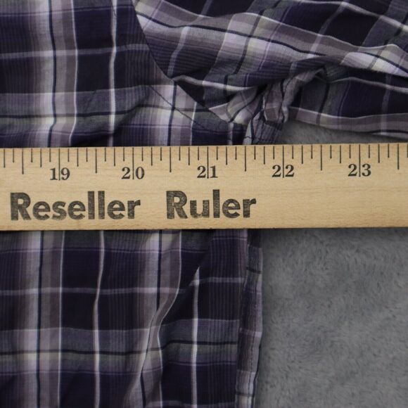 Michael Kors Shirt Mens L Purple Plaid Button Up Long Sleeve Collared Top - Picture 4 of 16